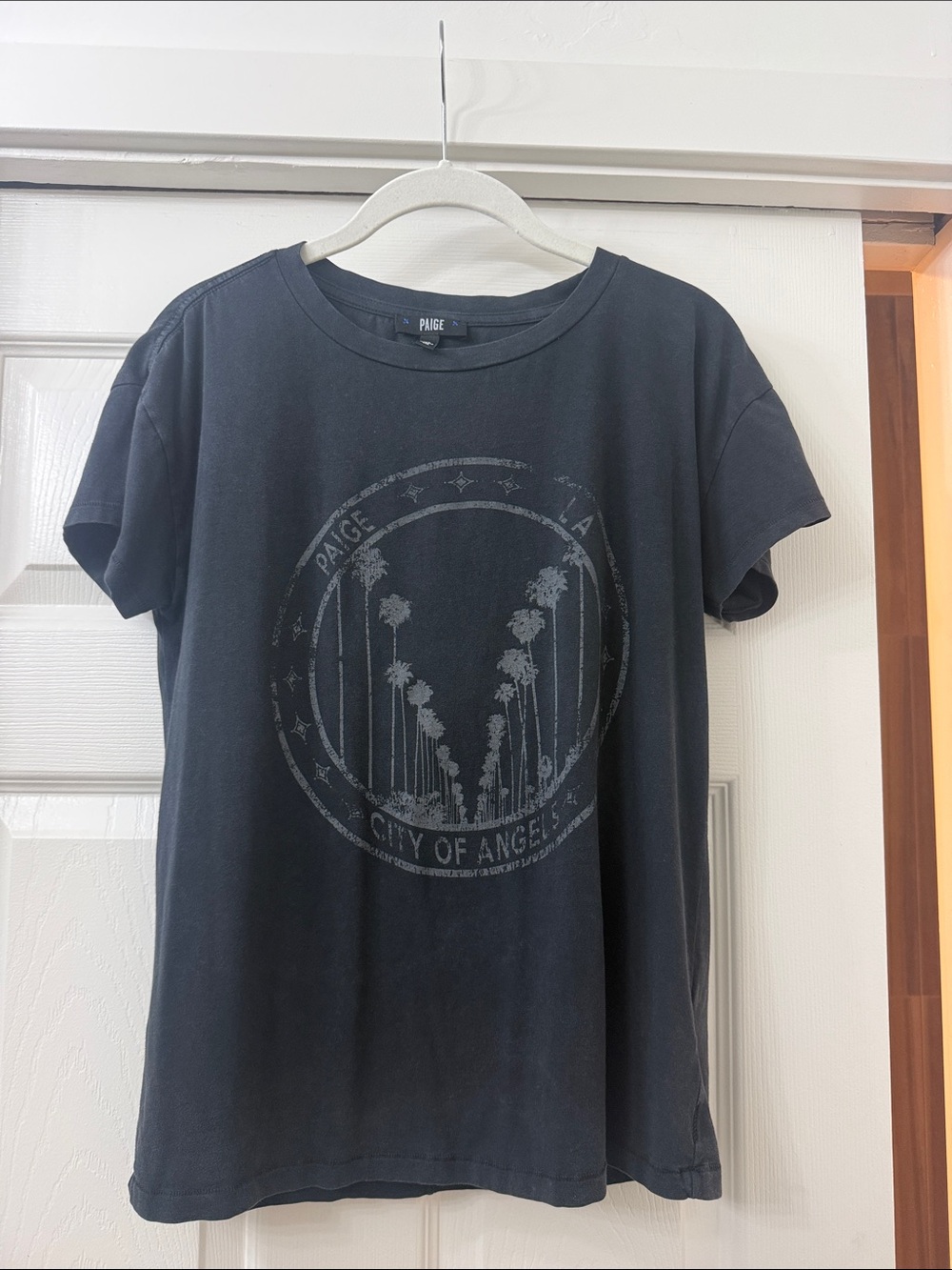 PAIGE Black Palm Circle Graphic T-Shirt